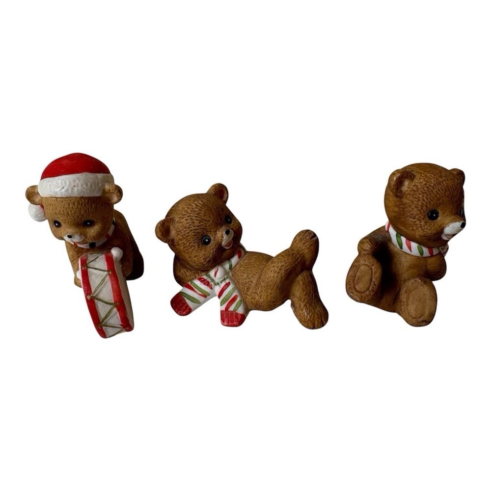 Lefton Set 3 Playful Christmas Teddy Bears 03264